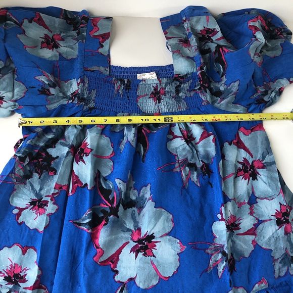 Band of the Free Lapis Blue Slate Soria Tropical Floral Mini Dress NWT Small - Picture 12 of 13
